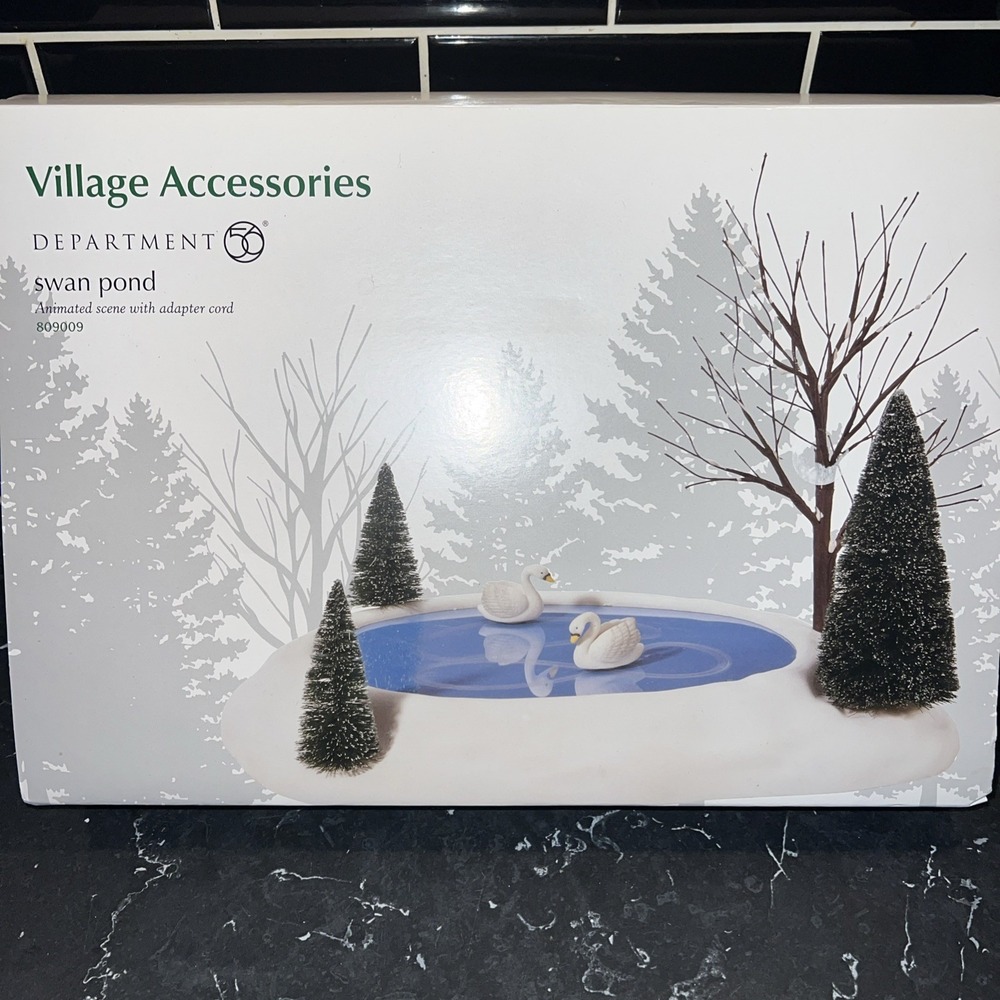 Department 56 Village Animated Accessory - Swan Pond, Tested and Works
